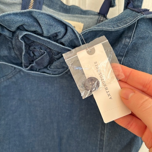 Anthropologie Porridge Denim Rosette Chambray Mini Dress - Picture 7 of 8